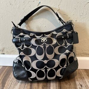 Black and Grey Coach Bag with blue lining